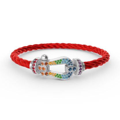 [✨ROSE✨]FORC LARGE HORSESHOE  COLORED DIAMOND BRACELET SILVER