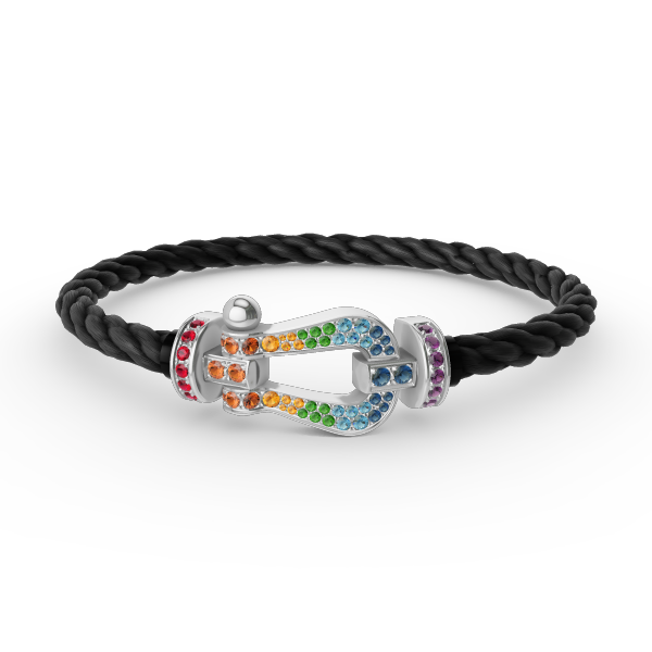 [✨ROSE✨]FORC LARGE HORSESHOE  COLORED DIAMOND BRACELET SILVER