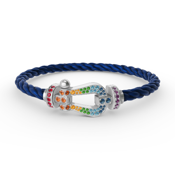 [✨ROSE✨]FORC LARGE HORSESHOE  COLORED DIAMOND BRACELET SILVER
