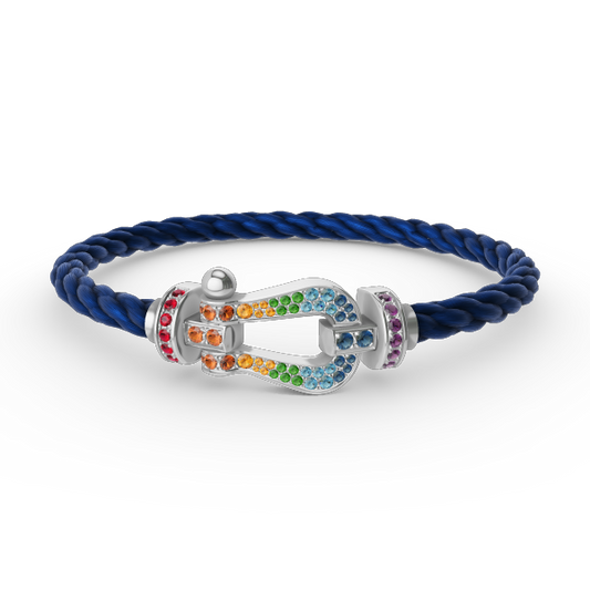 [✨ROSE✨]FORC LARGE HORSESHOE  COLORED DIAMOND BRACELET SILVER