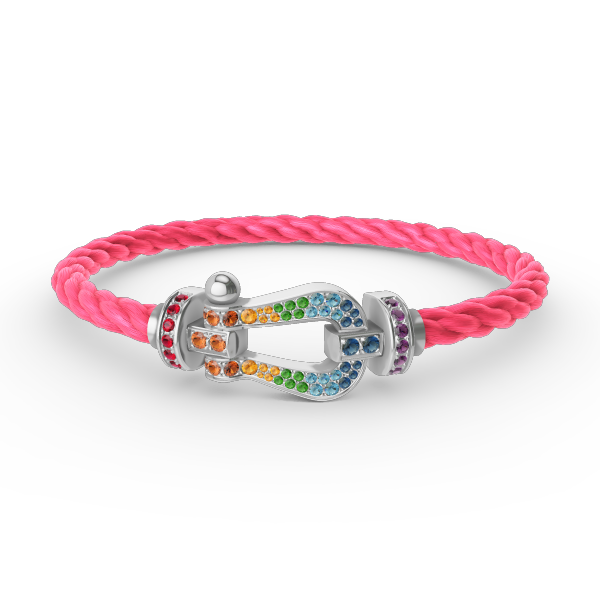 [✨ROSE✨]FORC LARGE HORSESHOE  COLORED DIAMOND BRACELET SILVER