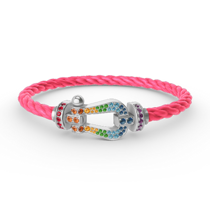[✨ROSE✨]FORC LARGE HORSESHOE  COLORED DIAMOND BRACELET SILVER