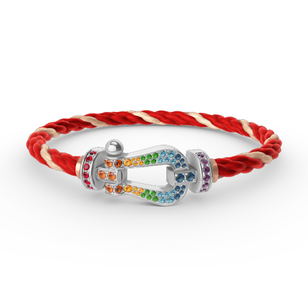[✨ROSE✨]FORC LARGE HORSESHOE  COLORED DIAMOND BRACELET SILVER