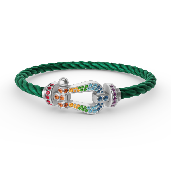 [✨ROSE✨]FORC LARGE HORSESHOE  COLORED DIAMOND BRACELET SILVER