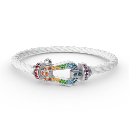 [✨ROSE✨]FORC LARGE HORSESHOE  COLORED DIAMOND BRACELET SILVER