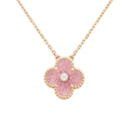 [✨ROSE✨]CLOVER 15MM DIAMOND RHODONITE NECKLACE