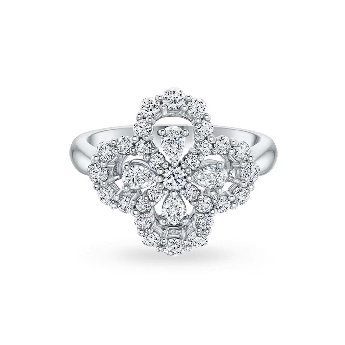 [✨ROSE✨]LOOP RING FULL MOTIF DIAMOND 16MM SILVE