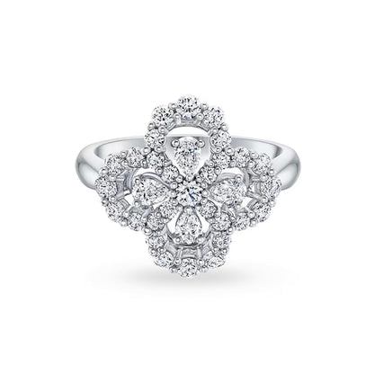 [✨ROSE✨]LOOP RING FULL MOTIF DIAMOND 16MM SILVE