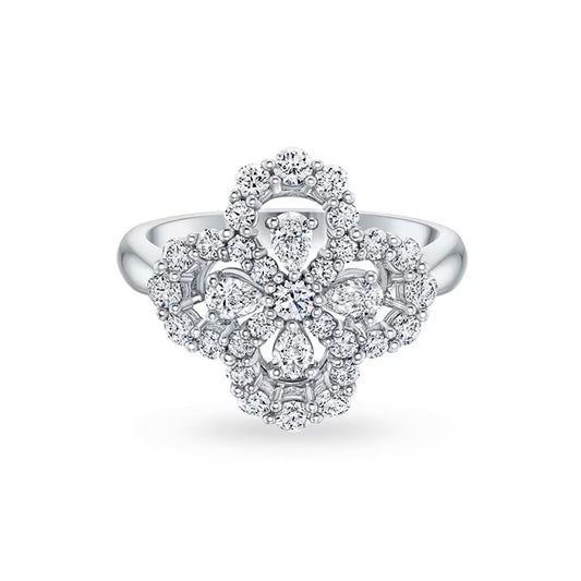 [✨ROSE✨]LOOP RING FULL MOTIF DIAMOND 16MM SILVE