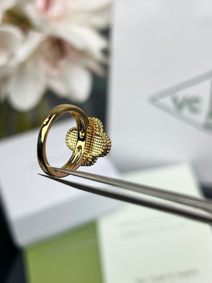 [✨ROSE✨]CLOVER TIGER'S EYE RING GOLD DIAMOND