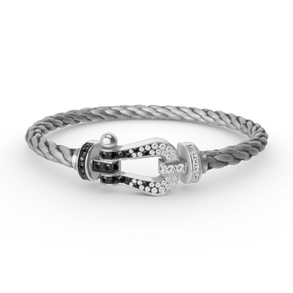 [✨ROSE✨]FORCE LARGE HORSESHOE BLACK WHITE DIAMOND BRACELET SILVER