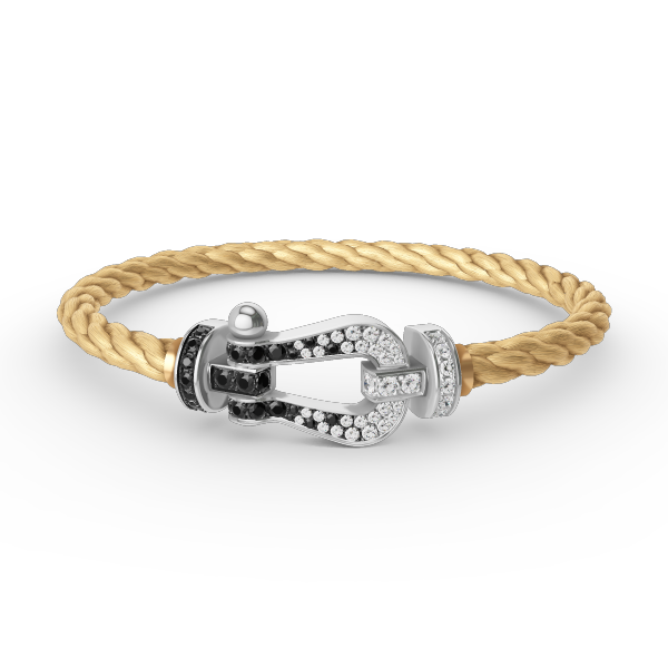 [✨ROSE✨]FORCE LARGE HORSESHOE BLACK WHITE DIAMOND BRACELET SILVER