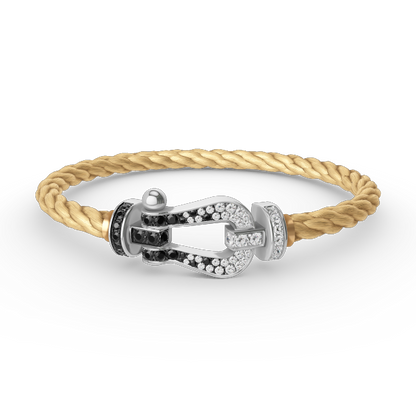 [✨ROSE✨]FORCE LARGE HORSESHOE BLACK WHITE DIAMOND BRACELET SILVER