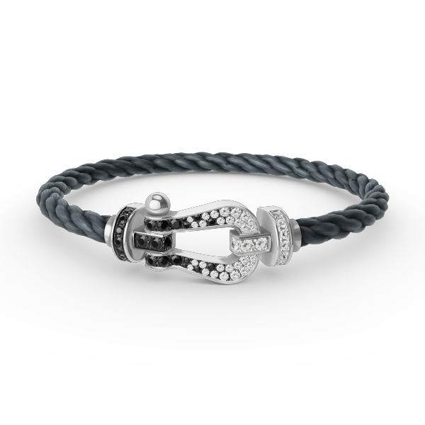 [✨ROSE✨]FORCE LARGE HORSESHOE BLACK WHITE DIAMOND BRACELET SILVER