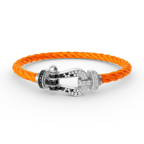 [✨ROSE✨]FORCE LARGE HORSESHOE BLACK WHITE DIAMOND BRACELET SILVER