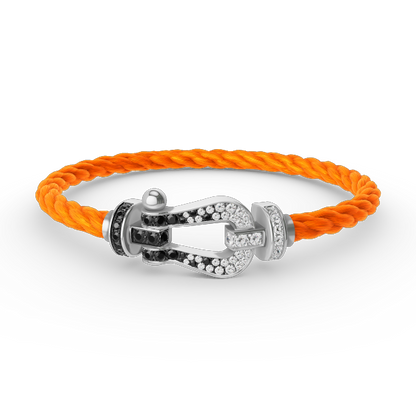 [✨ROSE✨]FORCE LARGE HORSESHOE BLACK WHITE DIAMOND BRACELET SILVER