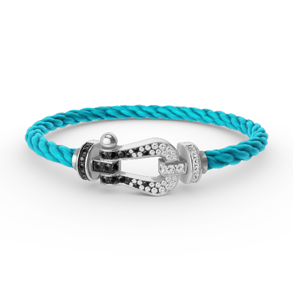 [✨ROSE✨]FORCE LARGE HORSESHOE BLACK WHITE DIAMOND BRACELET SILVER