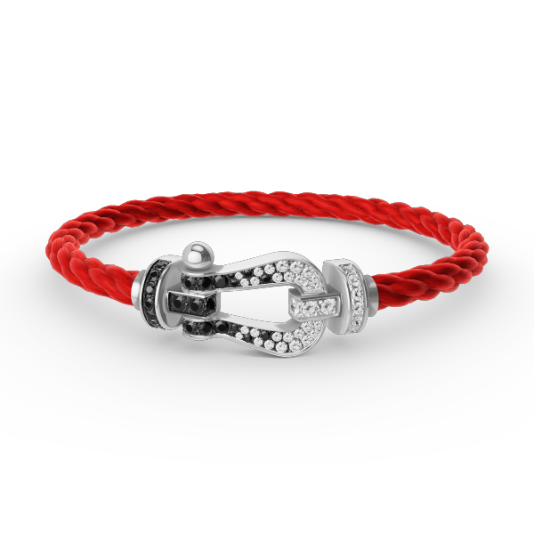 [✨ROSE✨]FORCE LARGE HORSESHOE BLACK WHITE DIAMOND BRACELET SILVER