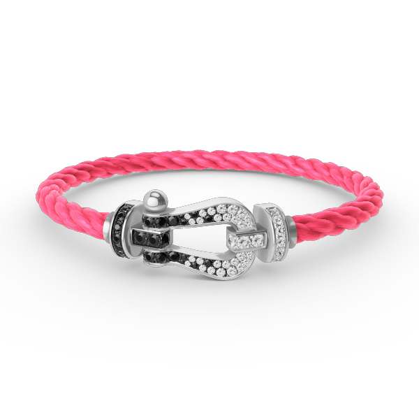 [✨ROSE✨]FORCE LARGE HORSESHOE BLACK WHITE DIAMOND BRACELET SILVER