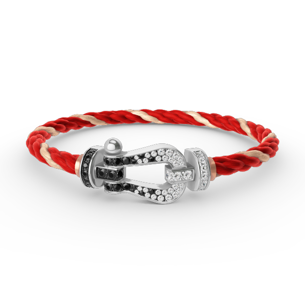 [✨ROSE✨]FORCE LARGE HORSESHOE BLACK WHITE DIAMOND BRACELET SILVER