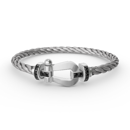 [✨ROSE✨]FORCE LARGE HORSESHOE BLACK DIAMOND BRACELET SILVER
