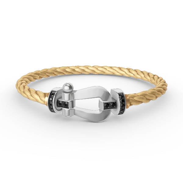 [✨ROSE✨]FORCE LARGE HORSESHOE BLACK DIAMOND BRACELET SILVER