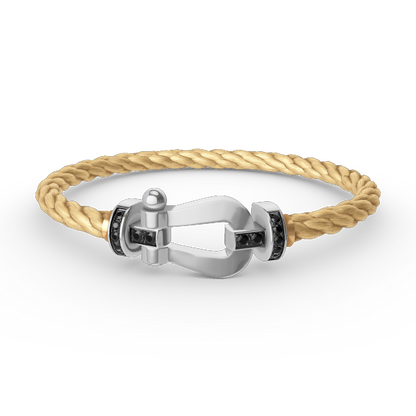 [✨ROSE✨]FORCE LARGE HORSESHOE BLACK DIAMOND BRACELET SILVER