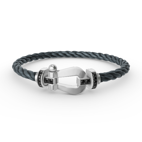 [✨ROSE✨]FORCE LARGE HORSESHOE BLACK DIAMOND BRACELET SILVER
