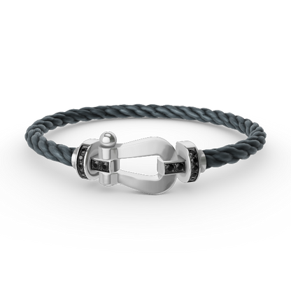 [✨ROSE✨]FORCE LARGE HORSESHOE BLACK DIAMOND BRACELET SILVER