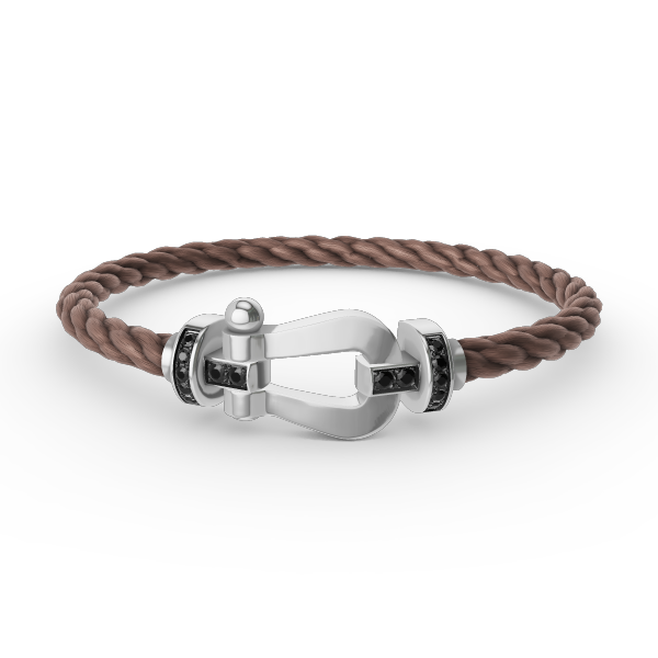[✨ROSE✨]FORCE LARGE HORSESHOE BLACK DIAMOND BRACELET SILVER