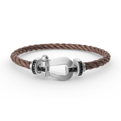 [✨ROSE✨]FORCE LARGE HORSESHOE BLACK DIAMOND BRACELET SILVER