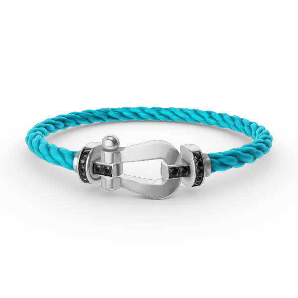 [✨ROSE✨]FORCE LARGE HORSESHOE BLACK DIAMOND BRACELET SILVER