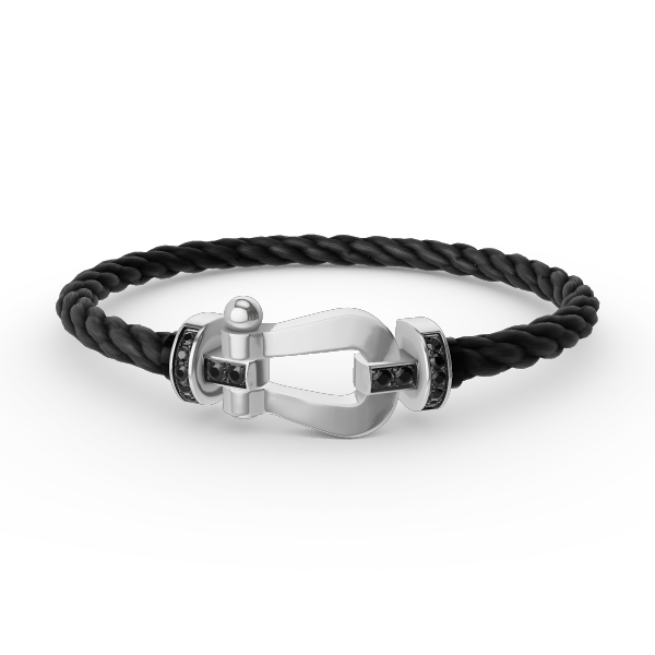 [✨ROSE✨]FORCE LARGE HORSESHOE BLACK DIAMOND BRACELET SILVER