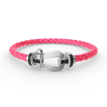 [✨ROSE✨]FORCE LARGE HORSESHOE BLACK DIAMOND BRACELET SILVER
