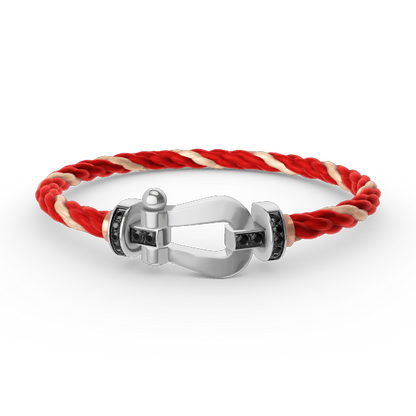 [✨ROSE✨]FORCE LARGE HORSESHOE BLACK DIAMOND BRACELET SILVER