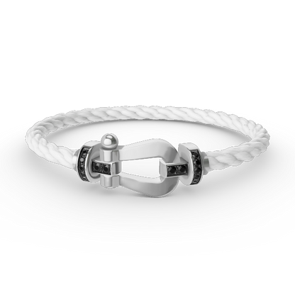[✨ROSE✨]FORCE LARGE HORSESHOE BLACK DIAMOND BRACELET SILVER