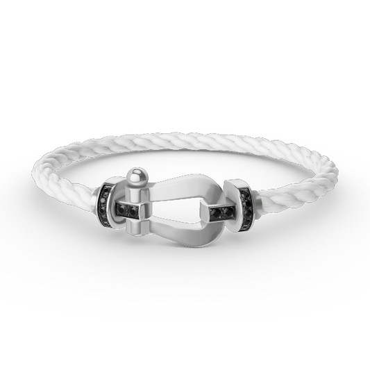 [✨ROSE✨]FORCE LARGE HORSESHOE BLACK DIAMOND BRACELET SILVER