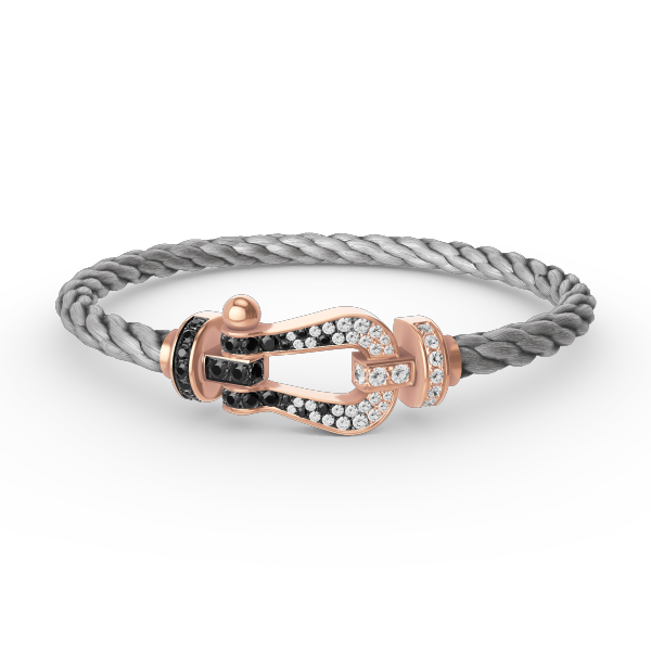 [✨ROSE✨]FORCE LARGE HORSESHOE BLACK WHITE DIAMOND BRACELET ROSE GOLD