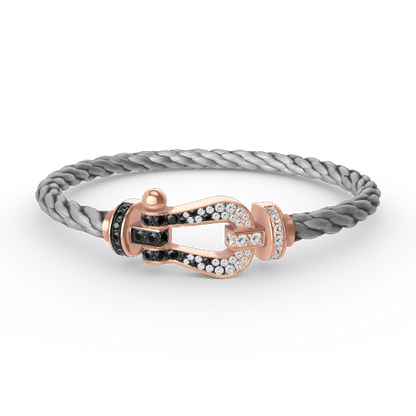 [✨ROSE✨]FORCE LARGE HORSESHOE BLACK WHITE DIAMOND BRACELET ROSE GOLD