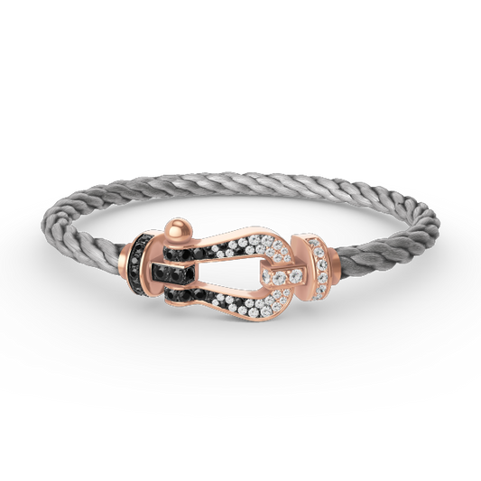 [✨ROSE✨]FORCE LARGE HORSESHOE BLACK WHITE DIAMOND BRACELET ROSE GOLD