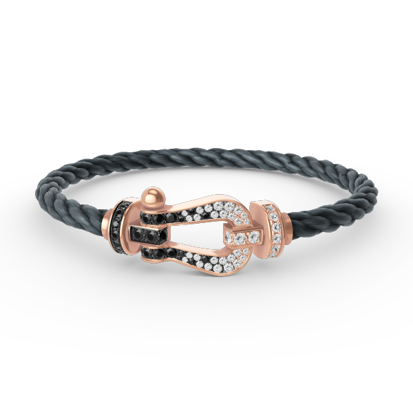 [✨ROSE✨]FORCE LARGE HORSESHOE BLACK WHITE DIAMOND BRACELET ROSE GOLD
