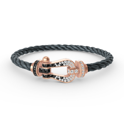 [✨ROSE✨]FORCE LARGE HORSESHOE BLACK WHITE DIAMOND BRACELET ROSE GOLD
