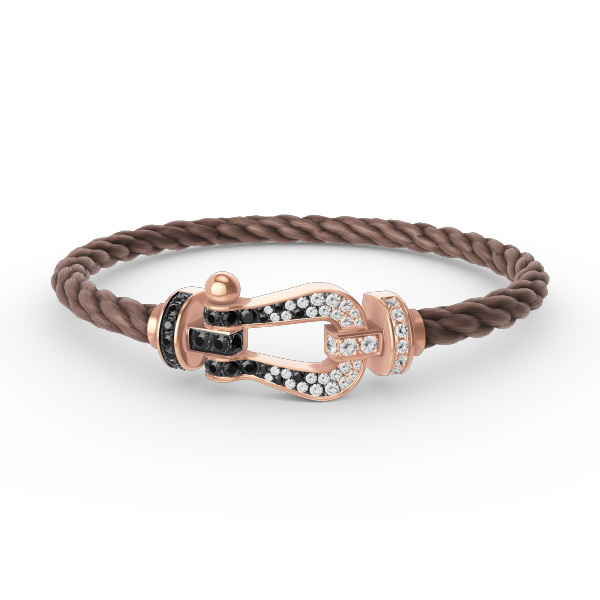 [✨ROSE✨]FORCE LARGE HORSESHOE BLACK WHITE DIAMOND BRACELET ROSE GOLD