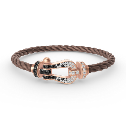[✨ROSE✨]FORCE LARGE HORSESHOE BLACK WHITE DIAMOND BRACELET ROSE GOLD