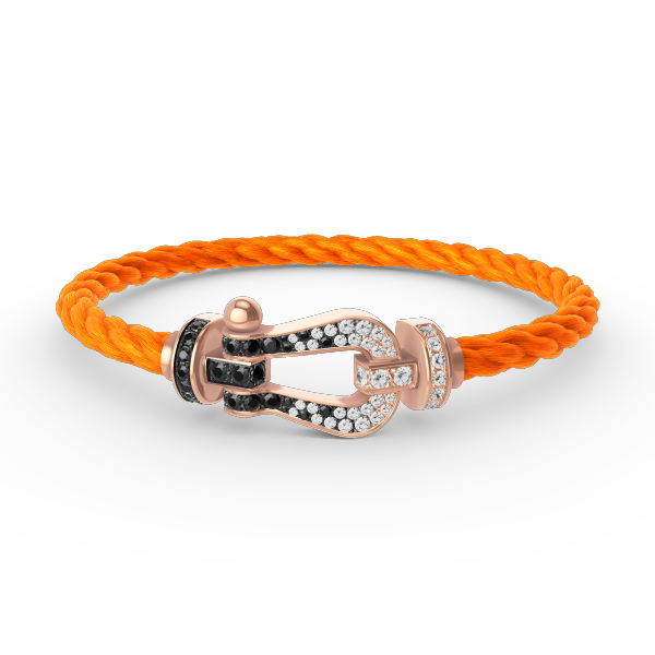 [✨ROSE✨]FORCE LARGE HORSESHOE BLACK WHITE DIAMOND BRACELET ROSE GOLD