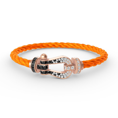 [✨ROSE✨]FORCE LARGE HORSESHOE BLACK WHITE DIAMOND BRACELET ROSE GOLD