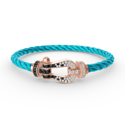 [✨ROSE✨]FORCE LARGE HORSESHOE BLACK WHITE DIAMOND BRACELET ROSE GOLD