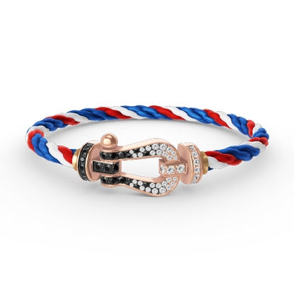 [✨ROSE✨]FORCE LARGE HORSESHOE BLACK WHITE DIAMOND BRACELET ROSE GOLD