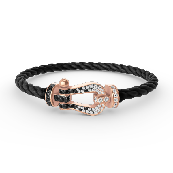 [✨ROSE✨]FORCE LARGE HORSESHOE BLACK WHITE DIAMOND BRACELET ROSE GOLD