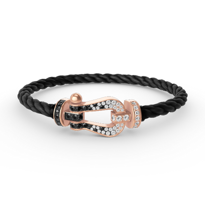 [✨ROSE✨]FORCE LARGE HORSESHOE BLACK WHITE DIAMOND BRACELET ROSE GOLD